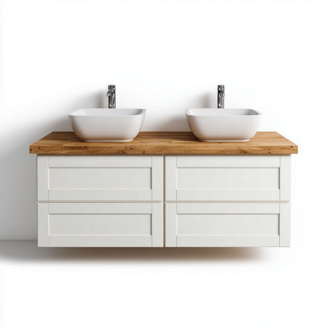Wastafelmeubel met dubbele wastafels voor de badkamer - hout en MDF - 120 x 50 x 50