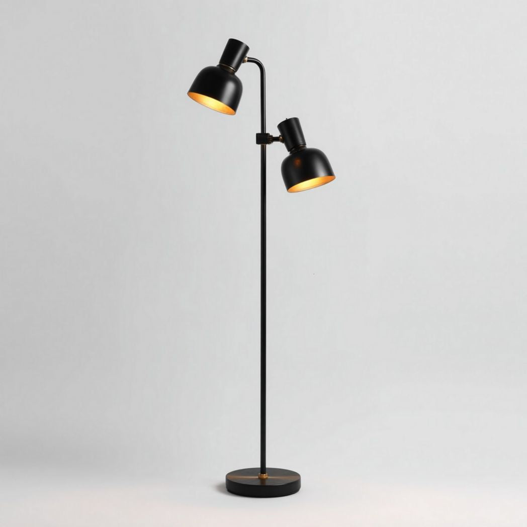 Vloerlamp met dubbele lichtkop voor de woonkamer - staal en kunststof - 15 x 15 x 150